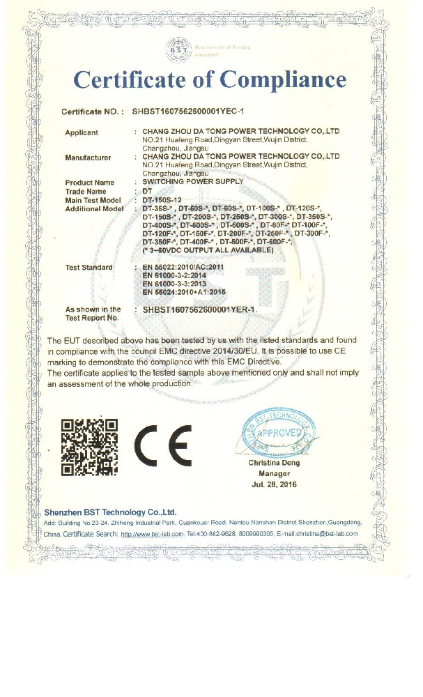 CE Certificate 2-1